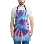 Blue And Purple Spiral Tie Dye Print Apron