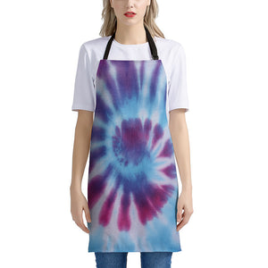 Blue And Purple Spiral Tie Dye Print Apron