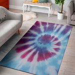 Blue And Purple Spiral Tie Dye Print Area Rug