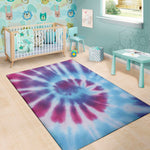 Blue And Purple Spiral Tie Dye Print Area Rug