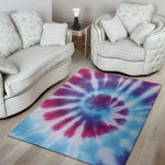 Blue And Purple Spiral Tie Dye Print Area Rug