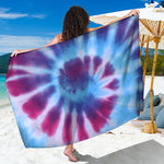 Blue And Purple Spiral Tie Dye Print Beach Sarong Wrap