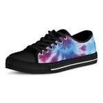 Blue And Purple Spiral Tie Dye Print Black Low Top Shoes 