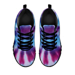 Blue And Purple Spiral Tie Dye Print Black Sneakers