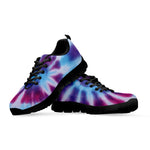 Blue And Purple Spiral Tie Dye Print Black Sneakers