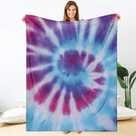 Blue And Purple Spiral Tie Dye Print Blanket