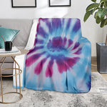 Blue And Purple Spiral Tie Dye Print Blanket