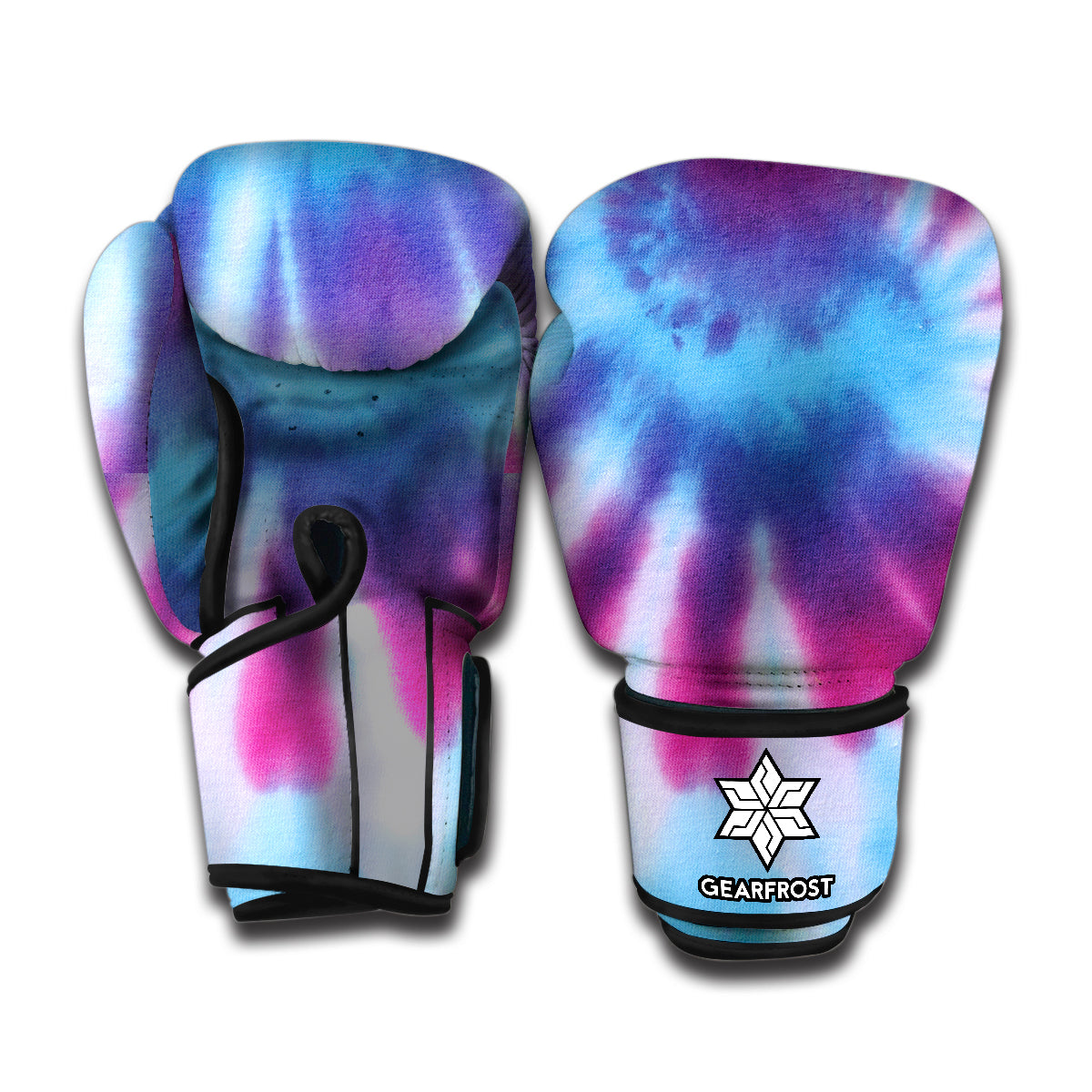 Blue And Purple Spiral Tie Dye Print Boxing Gloves
