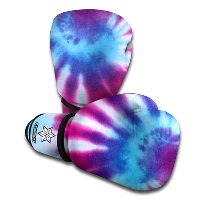 Blue And Purple Spiral Tie Dye Print Boxing Gloves