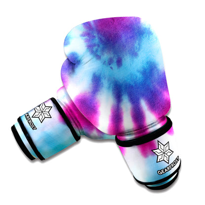Blue And Purple Spiral Tie Dye Print Boxing Gloves