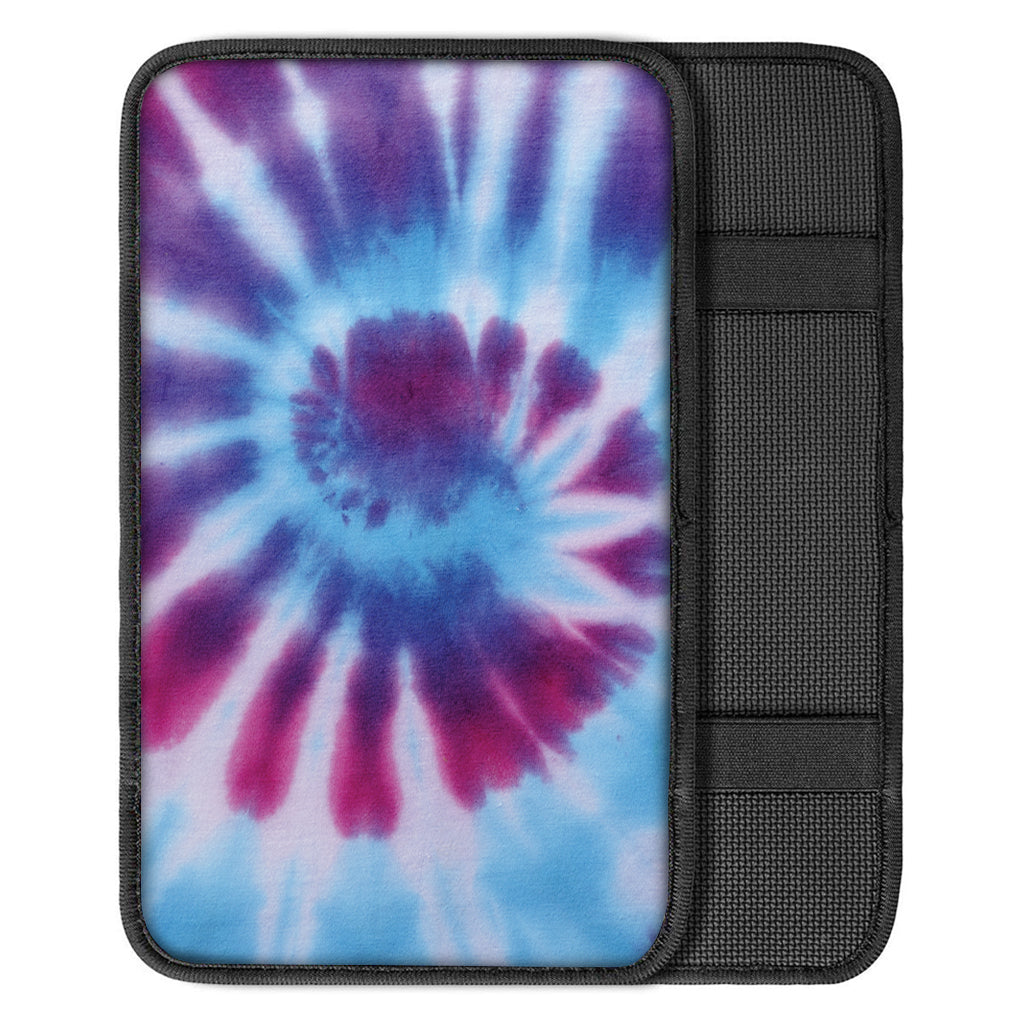 Blue And Purple Spiral Tie Dye Print Car Center Console Cover
