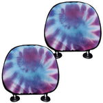 Blue And Purple Spiral Tie Dye Print Car Headrest Covers