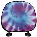 Blue And Purple Spiral Tie Dye Print Car Headrest Covers