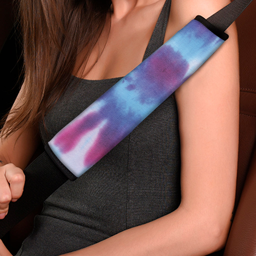 Blue And Purple Spiral Tie Dye Print Car Seat Belt Covers