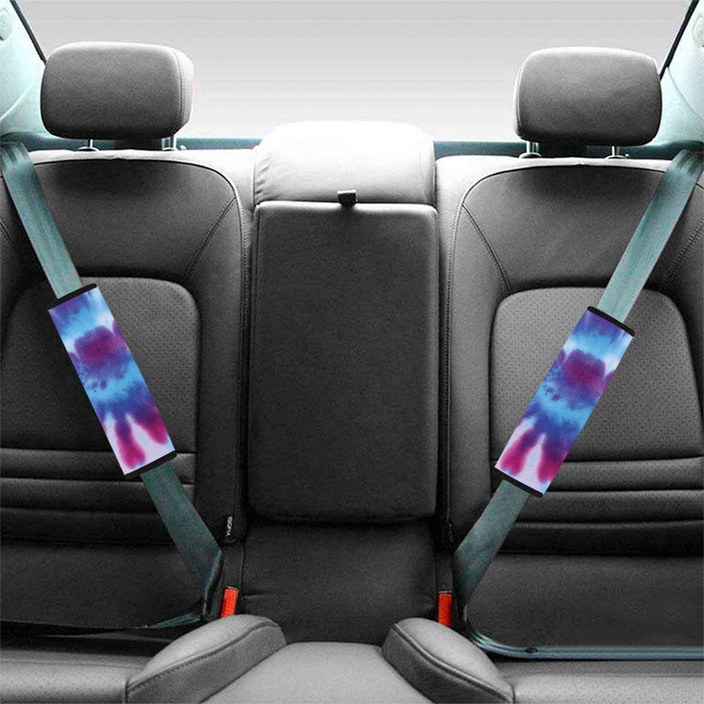 Blue And Purple Spiral Tie Dye Print Car Seat Belt Covers