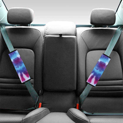 Blue And Purple Spiral Tie Dye Print Car Seat Belt Covers