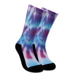 Blue And Purple Spiral Tie Dye Print Crew Socks