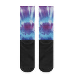 Blue And Purple Spiral Tie Dye Print Crew Socks