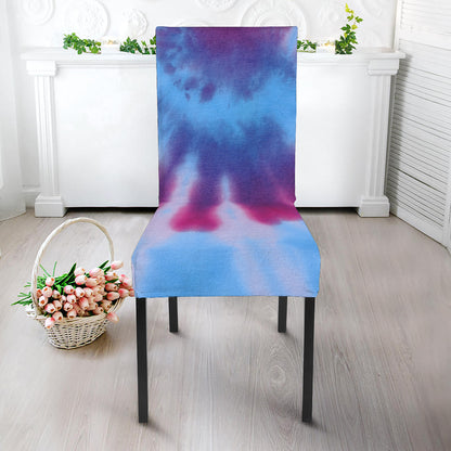 Blue And Purple Spiral Tie Dye Print Dining Chair Slipcover