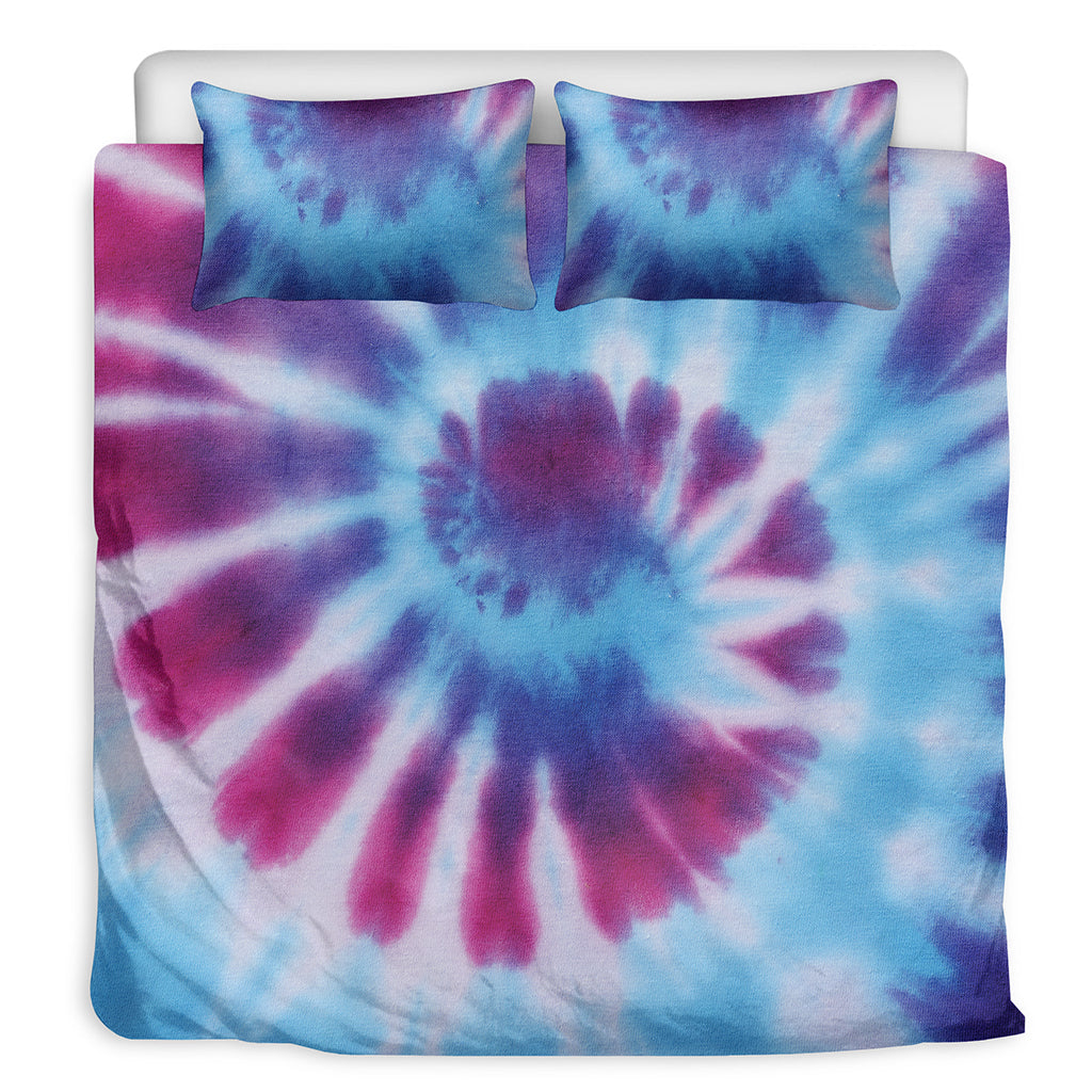 Blue And Purple Spiral Tie Dye Print Duvet Cover Bedding Set