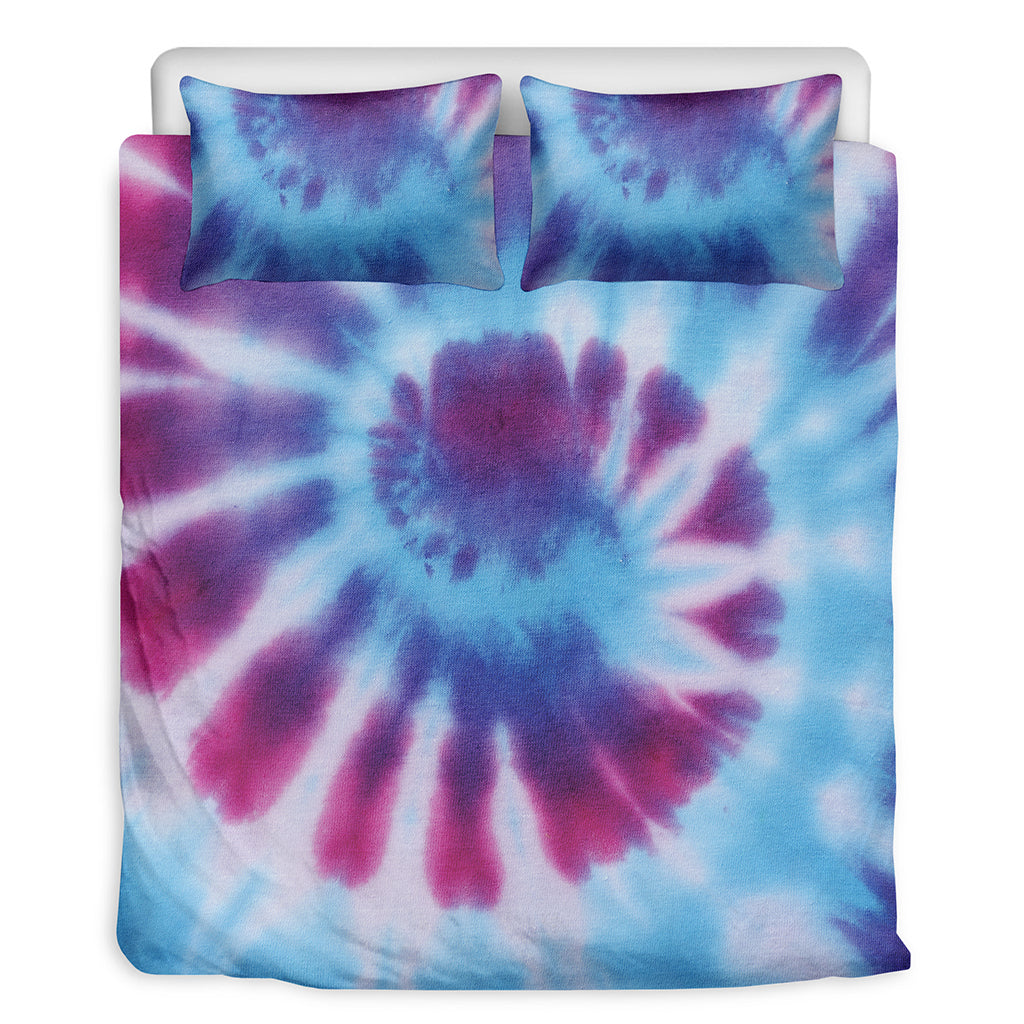 Blue And Purple Spiral Tie Dye Print Duvet Cover Bedding Set