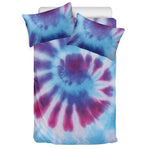 Blue And Purple Spiral Tie Dye Print Duvet Cover Bedding Set