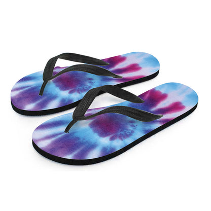 Blue And Purple Spiral Tie Dye Print Flip Flops