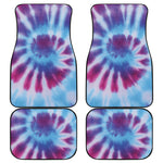 Blue And Purple Spiral Tie Dye Print Front and Back Car Floor Mats