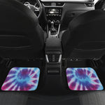 Blue And Purple Spiral Tie Dye Print Front and Back Car Floor Mats
