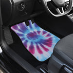 Blue And Purple Spiral Tie Dye Print Front and Back Car Floor Mats