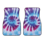 Blue And Purple Spiral Tie Dye Print Front Car Floor Mats