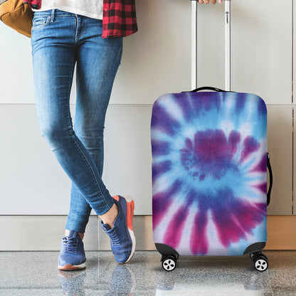 Blue And Purple Spiral Tie Dye Print Luggage Cover