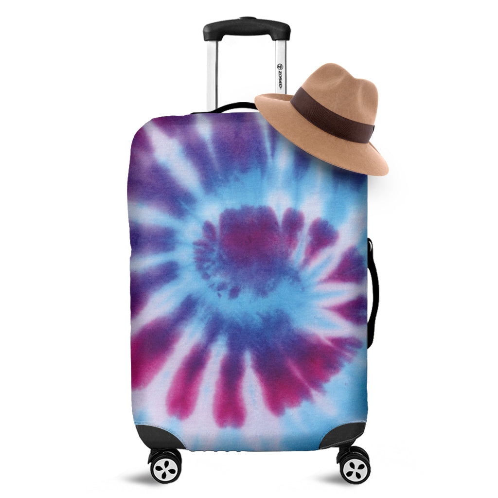 Blue And Purple Spiral Tie Dye Print Luggage Cover