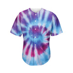 Blue And Purple Spiral Tie Dye Print Men's Baseball Jersey