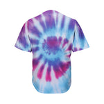 Blue And Purple Spiral Tie Dye Print Men's Baseball Jersey