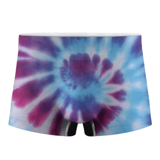 Blue And Purple Spiral Tie Dye Print Men's Boxer Briefs