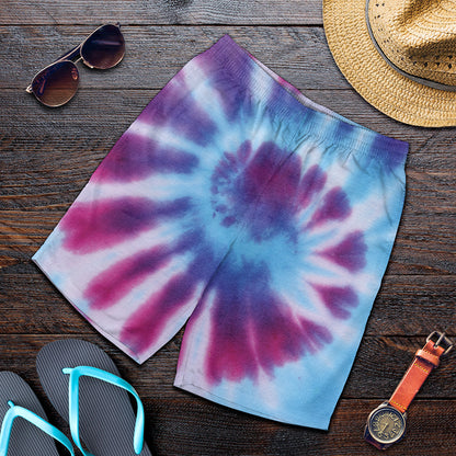 Blue And Purple Spiral Tie Dye Print Men's Shorts