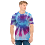 Blue And Purple Spiral Tie Dye Print Men's T-Shirt