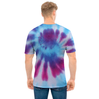 Blue And Purple Spiral Tie Dye Print Men's T-Shirt