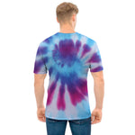 Blue And Purple Spiral Tie Dye Print Men's T-Shirt