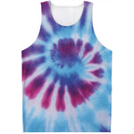 Blue And Purple Spiral Tie Dye Print Men's Tank Top