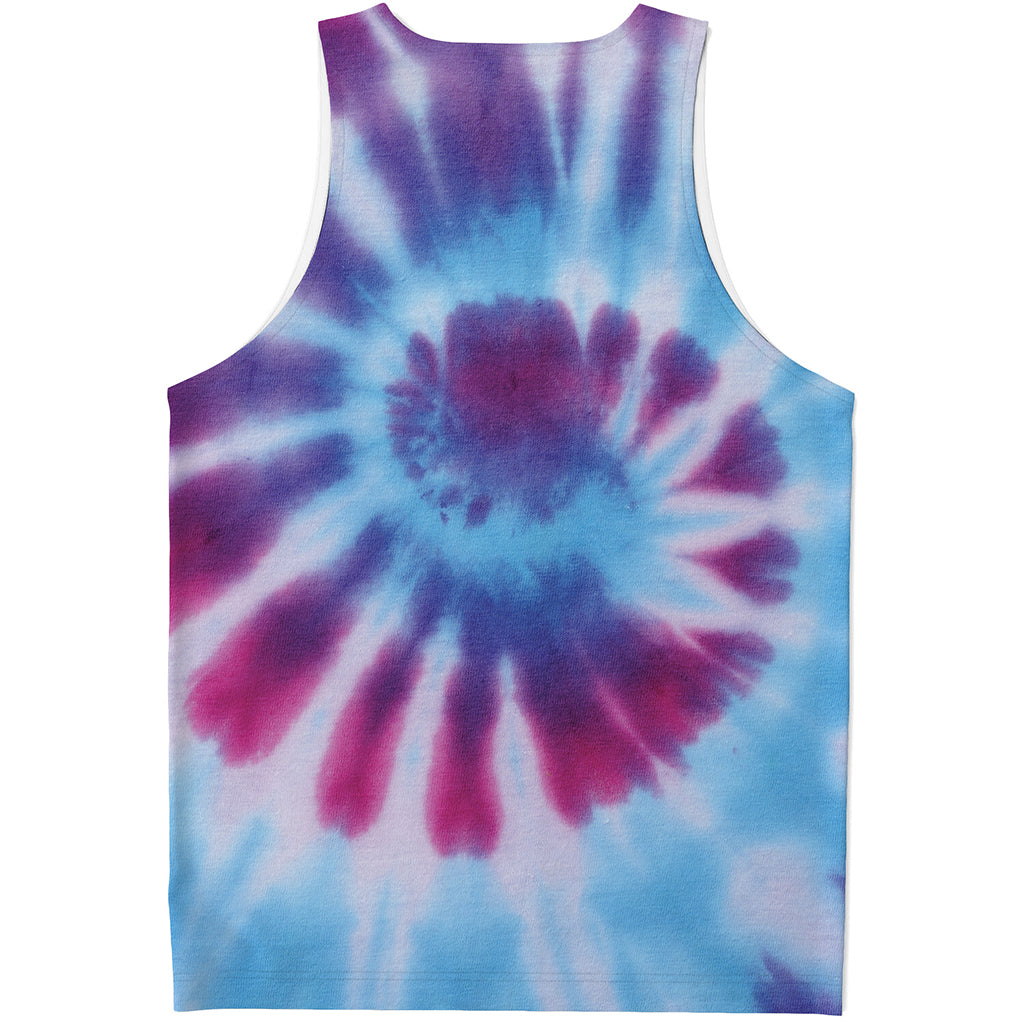 Blue And Purple Spiral Tie Dye Print Men's Tank Top