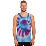 Blue And Purple Spiral Tie Dye Print Men's Tank Top