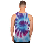 Blue And Purple Spiral Tie Dye Print Men's Tank Top