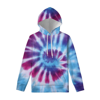 Blue And Purple Spiral Tie Dye Print Pullover Hoodie
