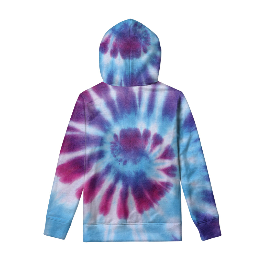 Blue And Purple Spiral Tie Dye Print Pullover Hoodie