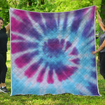 Blue And Purple Spiral Tie Dye Print Quilt