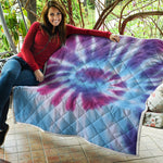 Blue And Purple Spiral Tie Dye Print Quilt