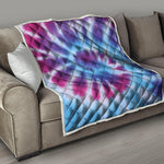 Blue And Purple Spiral Tie Dye Print Quilt