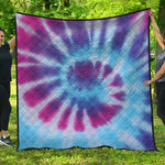 Blue And Purple Spiral Tie Dye Print Quilt